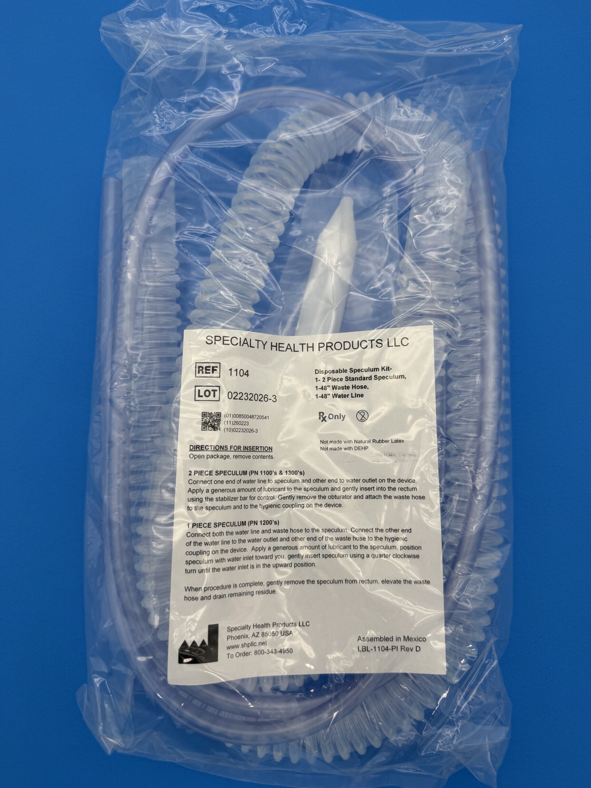 1104 - Standard 2-Piece Speculum Disposable Kit with Smooth Interior Hose - Image 2